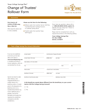 Texas College Savings Plan Rollover Form