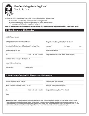 NextGen College Investing Plan Transfer Form