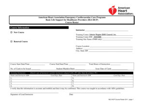 BLS HCP Course Roster