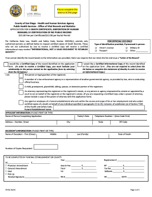 California Death Certificate Application