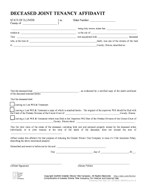 Deceased Joint Tenancy Affidavit