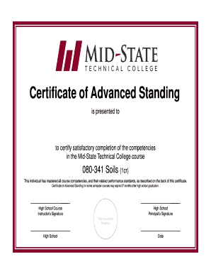 Certificate of Advanced Standing