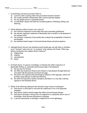 Psychology Quiz Form