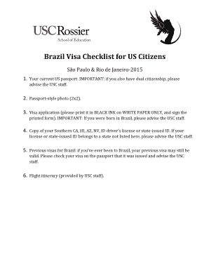 Brazil Visa Checklist for US Citizens
