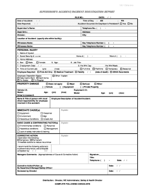 Supervisor’s Accident/Incident Investigation Report