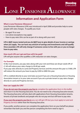 Lone Pensioner Allowance Application Form