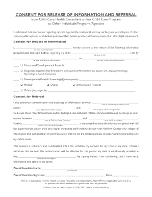 Child Care Health Information Release Consent Form