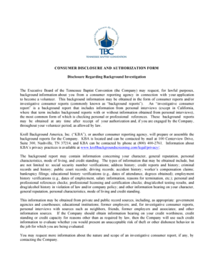 Tennessee Baptist Convention Volunteer Background Check Authorization