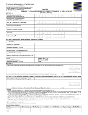 Request to Transfer Depositary Receipt