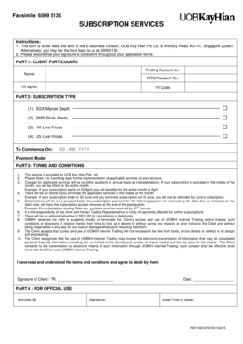 UOB Kay Hian Subscription Services Form