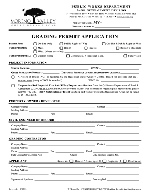 Grading Permit Application