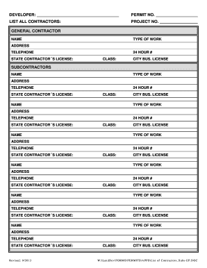 Contractor License Application Form