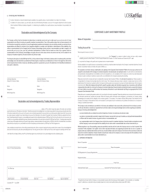 Corporate Client Investment Profile