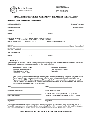 Management Referral Agreement