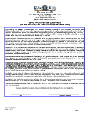 Texas Application for Employment