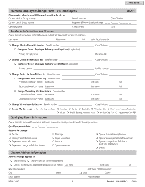 Humana Employee Change Form - 51+ employees UTAH