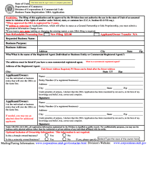 Utah Business Name Registration DBA Application