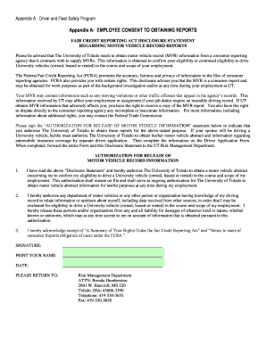 Employee Consent for Motor Vehicle Record Check