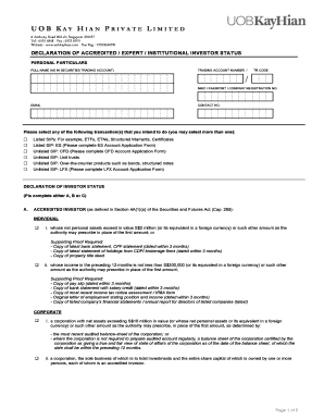 Singapore Accredited Investor Status Declaration Form