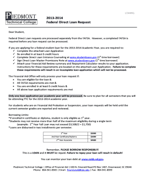 Federal Direct Loan Request Form