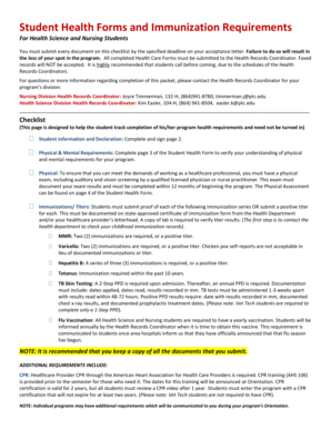 Student Health Forms and Immunization Requirements