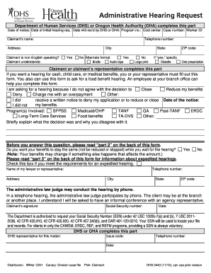 Oregon Administrative Hearing Request Form