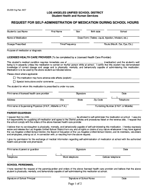 Student Medication Self-Administration Form