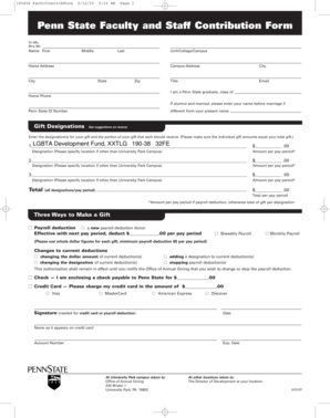 Penn State Faculty and Staff Contribution Form