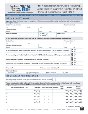 Pre-Application for Public Housing