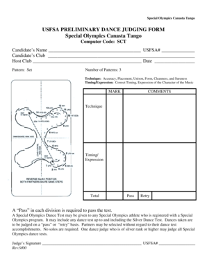 USFSA Preliminary Dance Judging Form