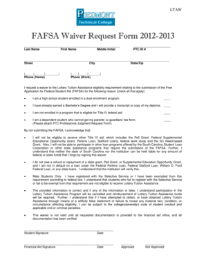 FAFSA Waiver Request Form