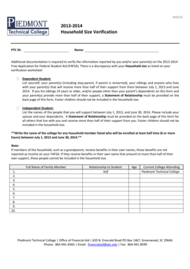 Household Size Verification Form