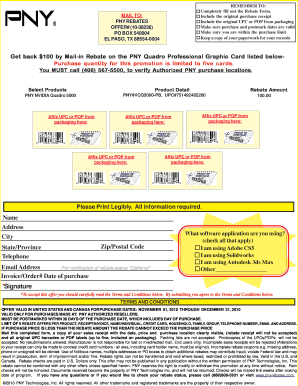 PNY Quadro Professional Graphic Card Rebate Form