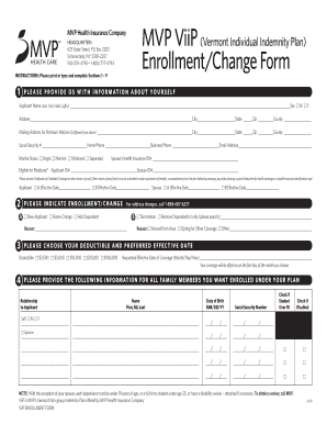 Vermont Individual Indemnity Plan Enrollment Form