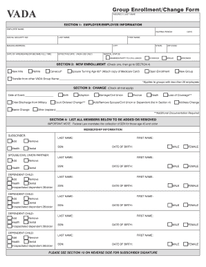 VADA Group Enrollment/Change Form