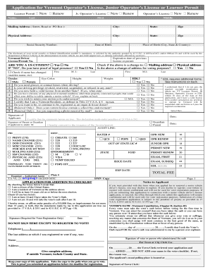 Vermont Driver's License Application