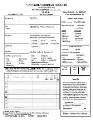 VACE CIGNA Plan Enrollment Form