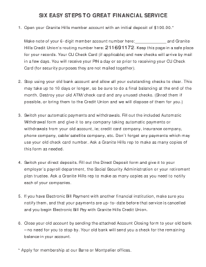 Granite Hills Credit Union Switch Kit