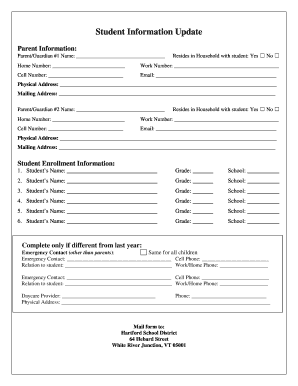 Student Information Update Form