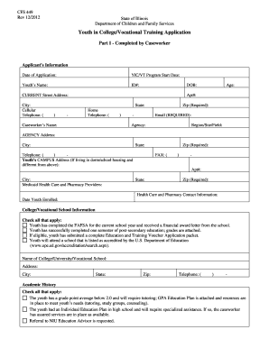 Youth in College/Vocational Training Application