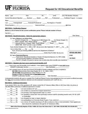 Request for VA Educational Benefits