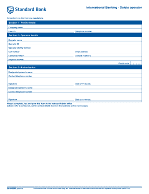 International Banking Operator Deletion Form