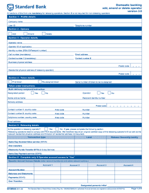 Standard Bank Operator Access Form