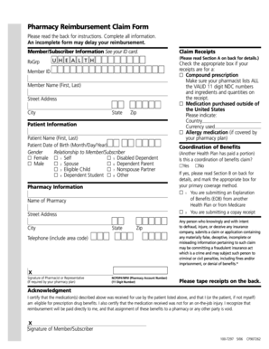 Pharmacy Reimbursement Claim Form