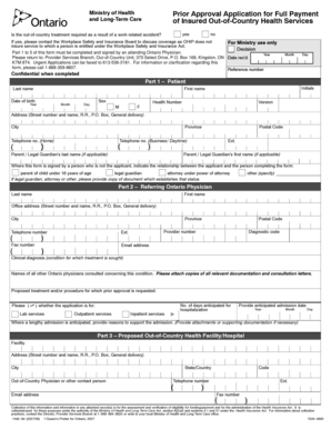 Ontario Out-of-Country Health Services Approval Application