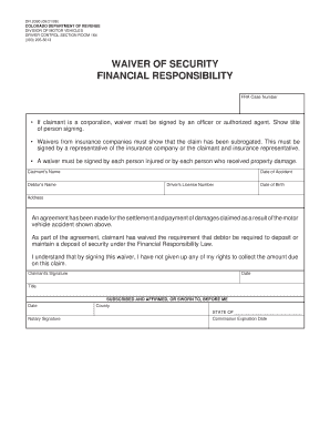 Colorado Waiver of Financial Responsibility