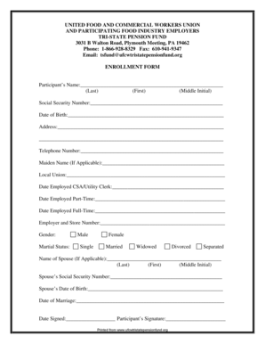 UFCW Tri-State Pension Fund Enrollment Form