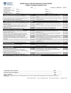 Student Teaching Evaluation Form