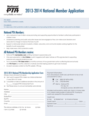 2013-2014 National PTA Membership Application