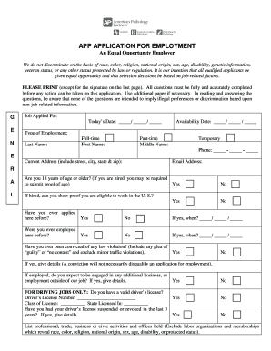 US Employment Application Form